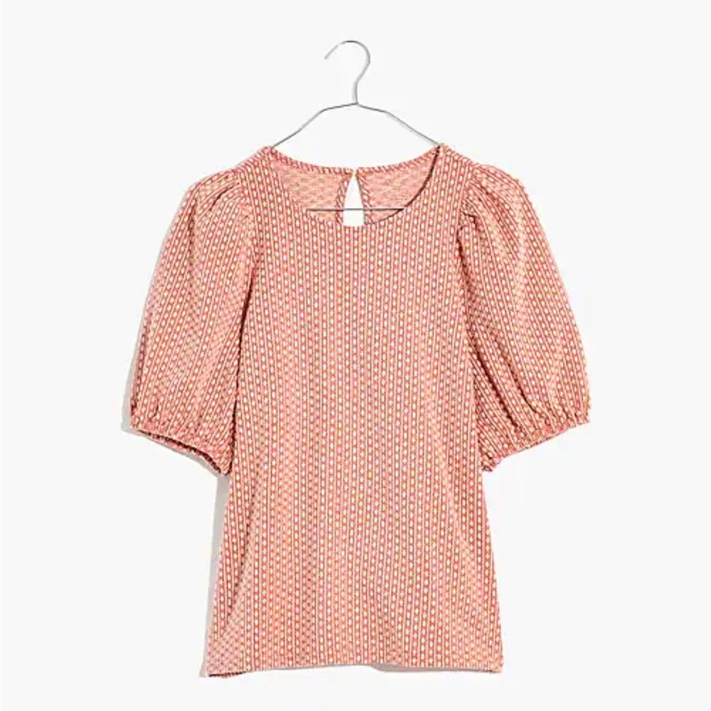 Madewell Puff Sleeve Tee in Floral Jacquard